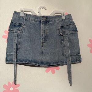 Denim Mini Skirt with Pockets